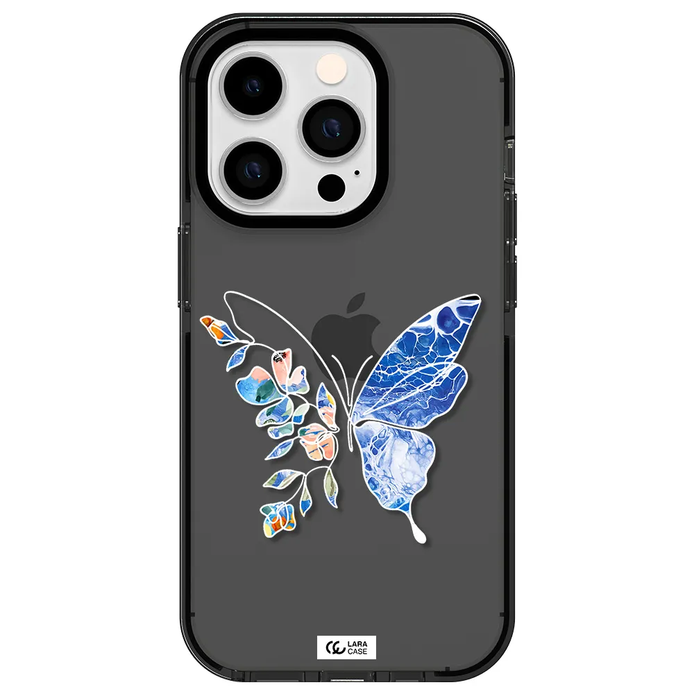 Line Butterfly Apple iPhone 14 pro impact Smoke Black Case