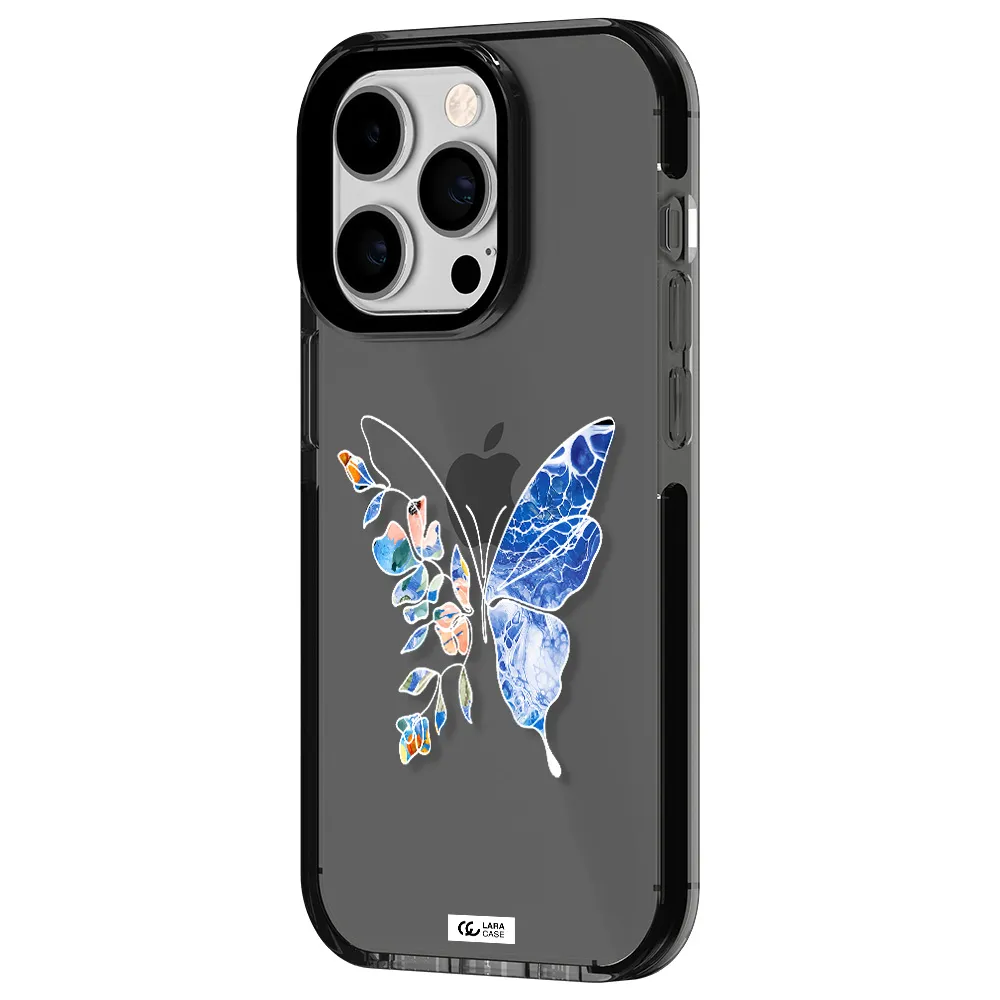 Line Butterfly Apple iPhone 14 pro impact Smoke Black Case