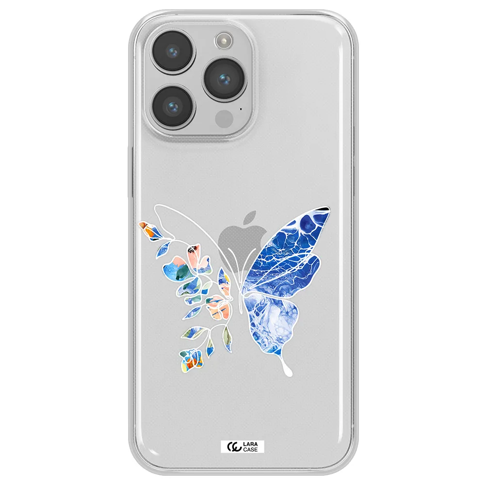 Line Butterfly Apple iPhone 14 pro max Clear TPU Case