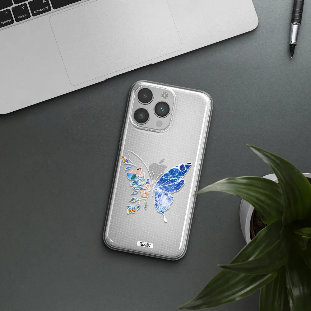 Line Butterfly Apple iPhone 14 pro max Clear TPU Case