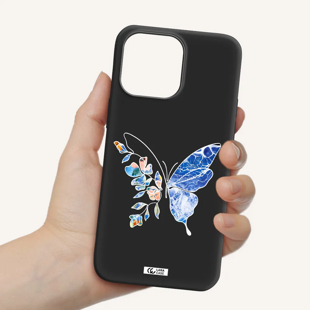 Line Butterfly Apple iPhone 14 pro Silicone black Case