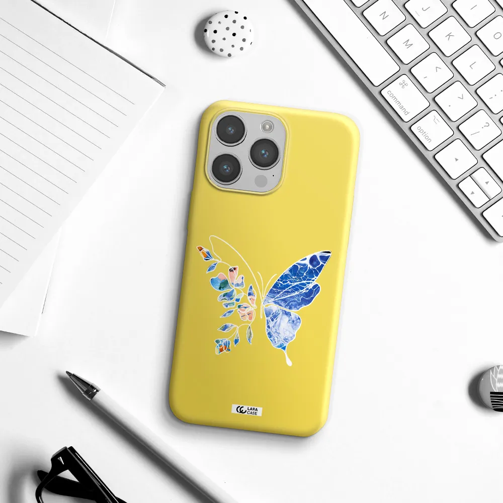 Line Butterfly Apple iPhone 14 pro Silicone canary yellow Case
