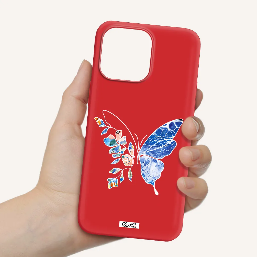 Line Butterfly Apple iPhone 14 pro Silicone Imperial Red Case