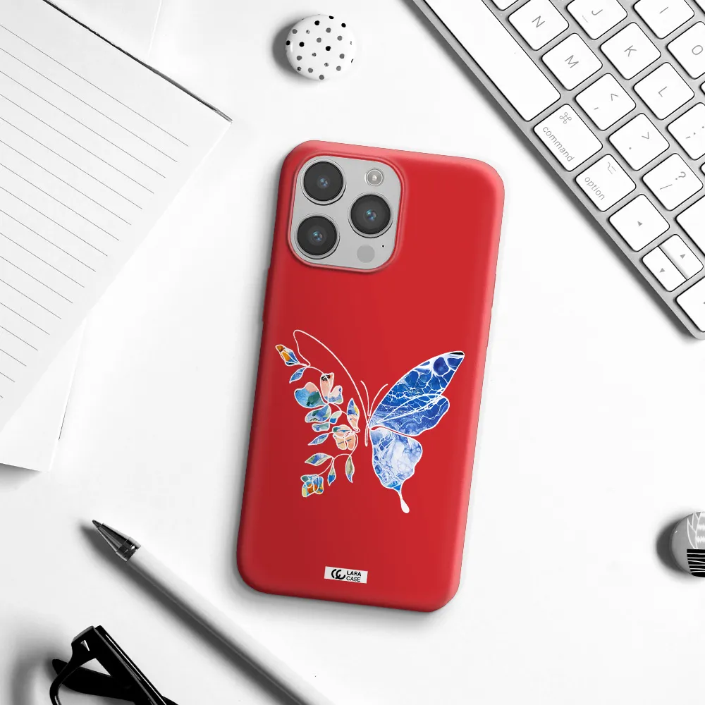 Line Butterfly Apple iPhone 14 pro Silicone Imperial Red Case