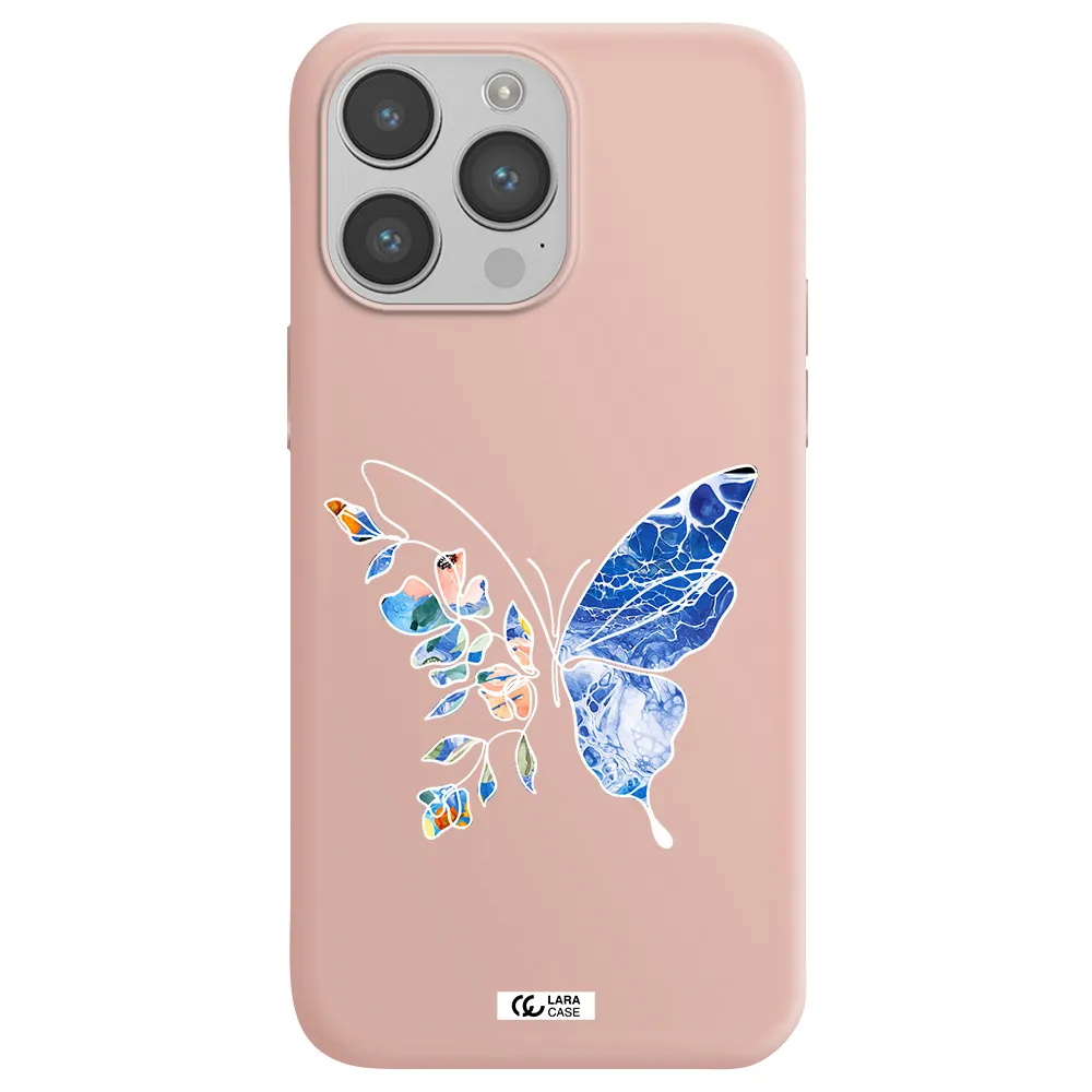Line Butterfly Apple iPhone 14 pro Silicone pastel pink Case