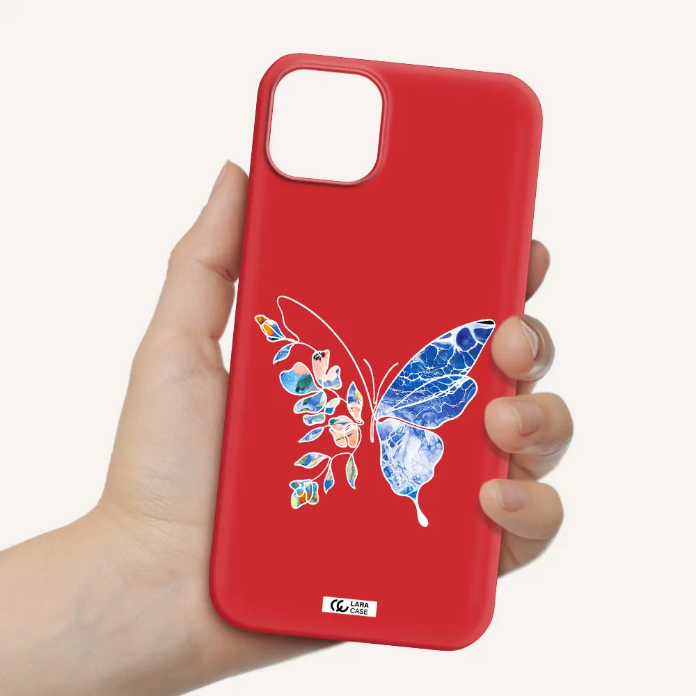 Line Butterfly Apple iPhone 14 Silicone Imperial Red Case