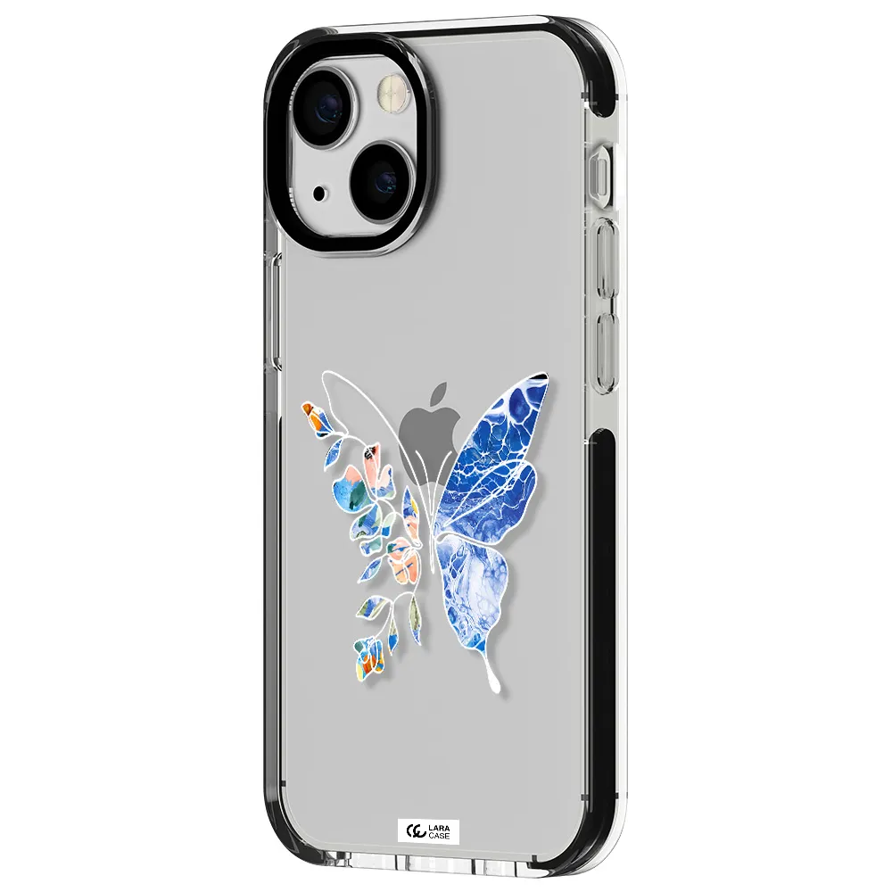 Line Butterfly Apple iPhone 15 impact black border Case