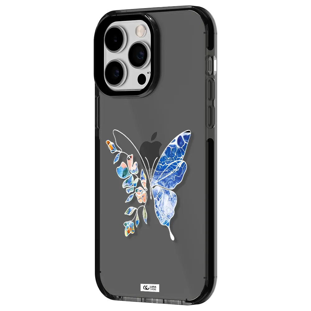 Line Butterfly Apple iPhone 15 Pro Max impact Smoke Black Case
