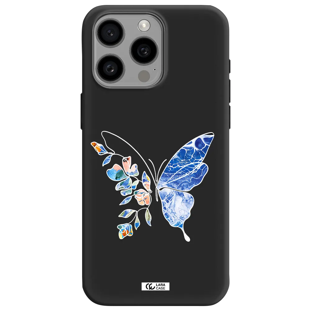 Line Butterfly Apple Iphone 15 Pro max Silicone black Case