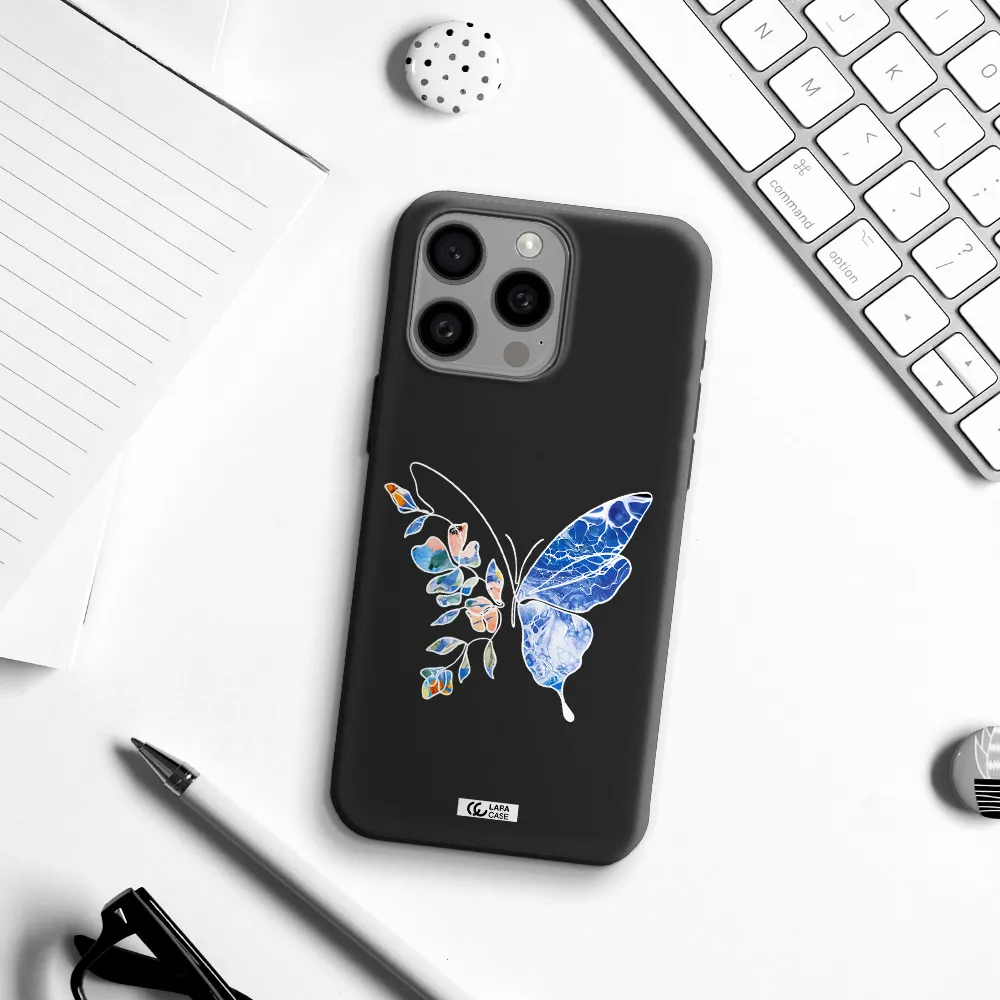 Line Butterfly Apple Iphone 15 Pro max Silicone black Case