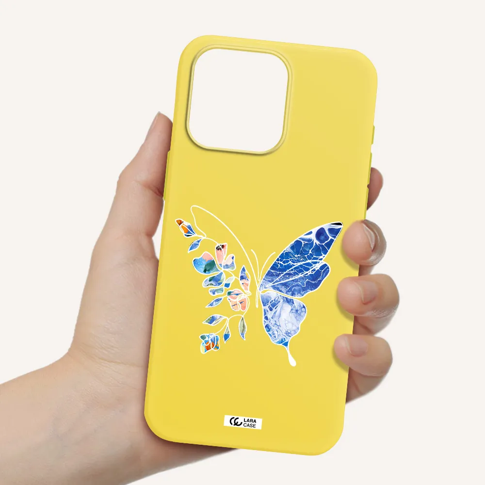 Line Butterfly Apple Iphone 15 Pro max Silicone canary yellow Case