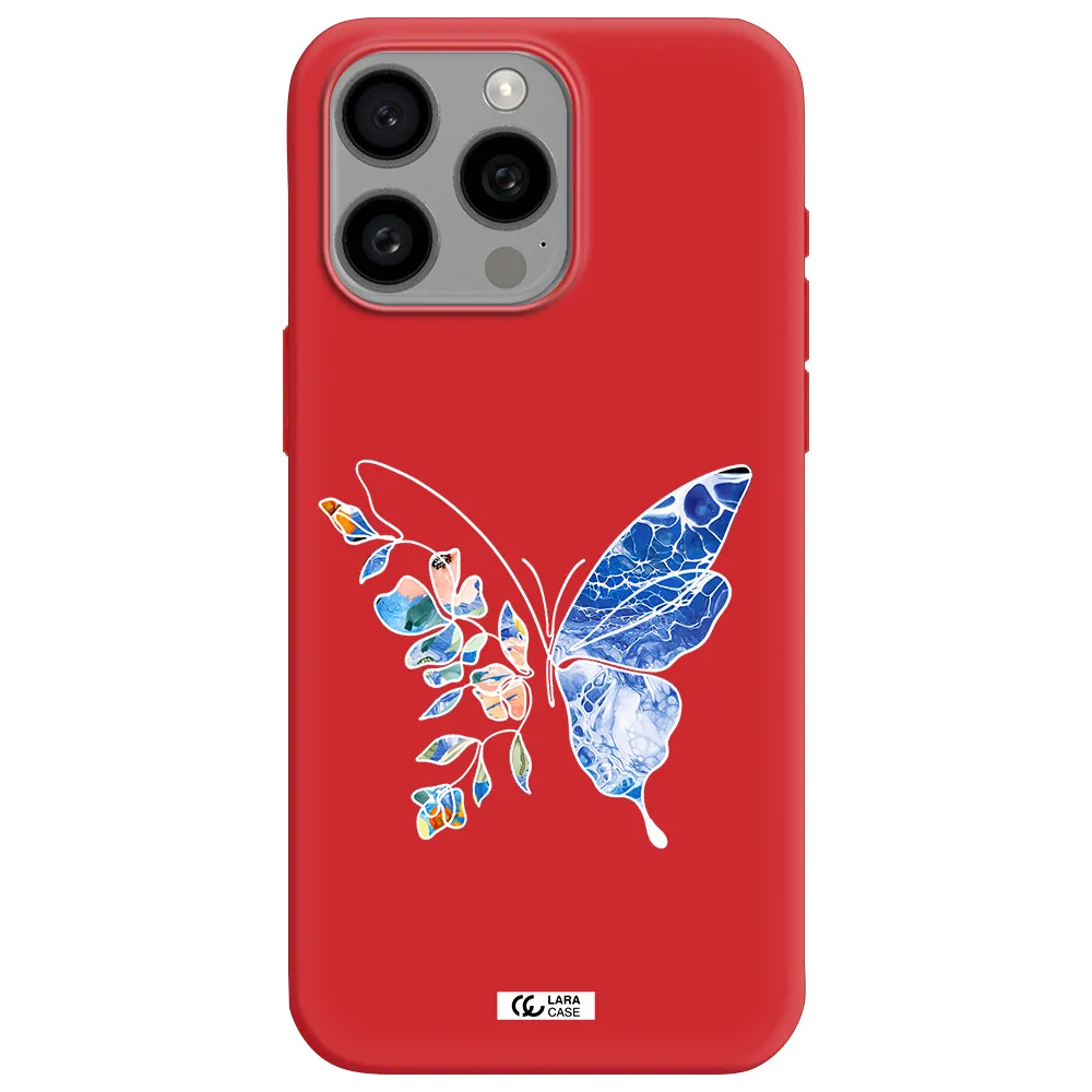 Line Butterfly Apple Iphone 15 Pro Max Silicone Imperial Red Case