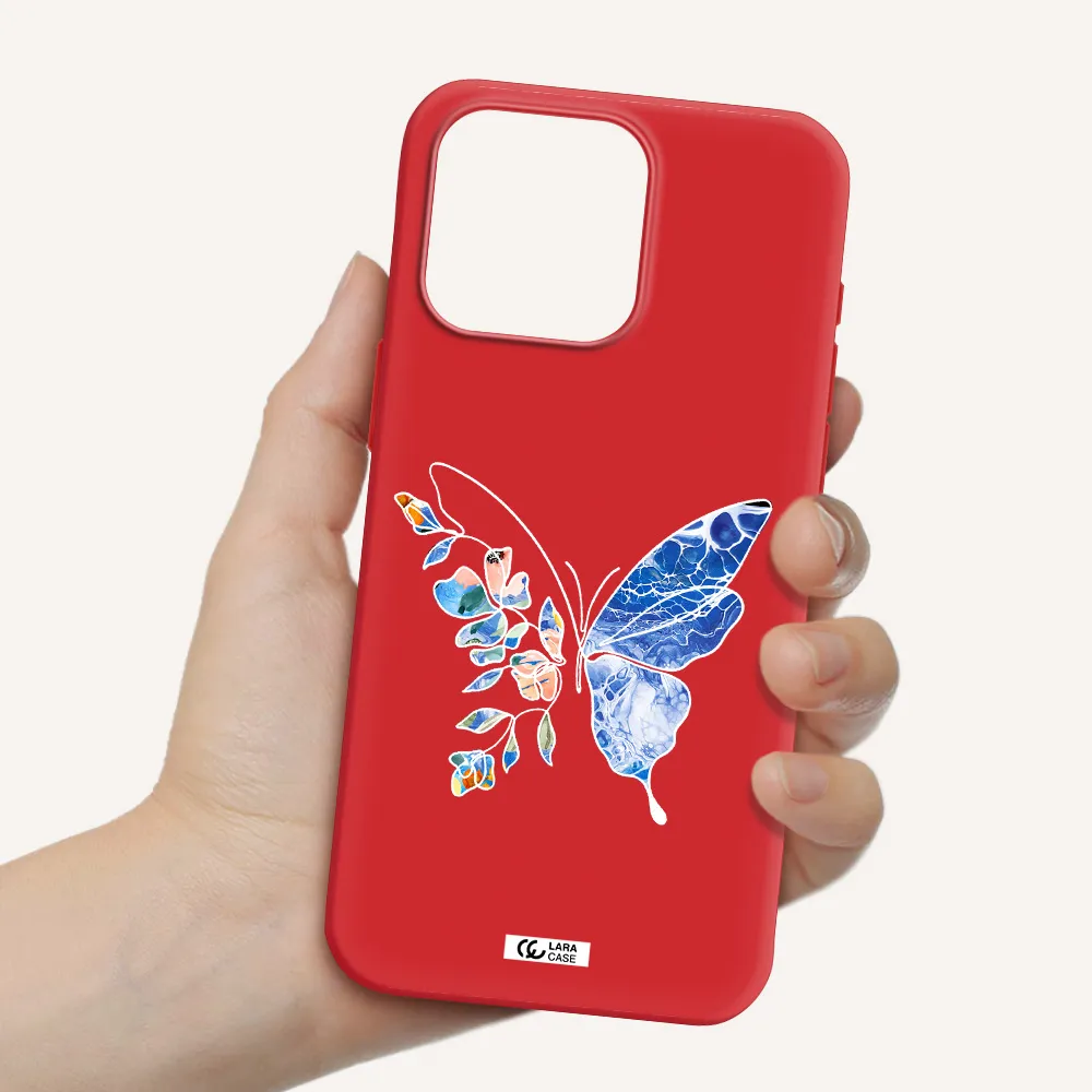 Line Butterfly Apple Iphone 15 Pro Max Silicone Imperial Red Case