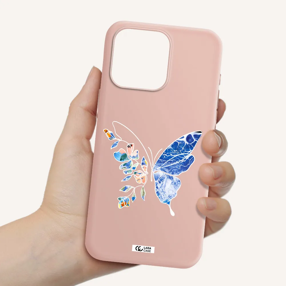 Line Butterfly Apple Iphone 15 Pro max Silicone pastel pink Case