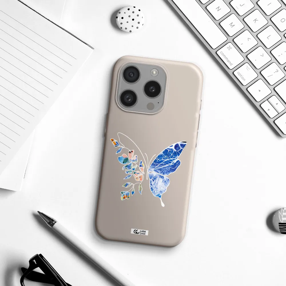 Line Butterfly Apple Iphone 15 Pro Silicone Stone Case
