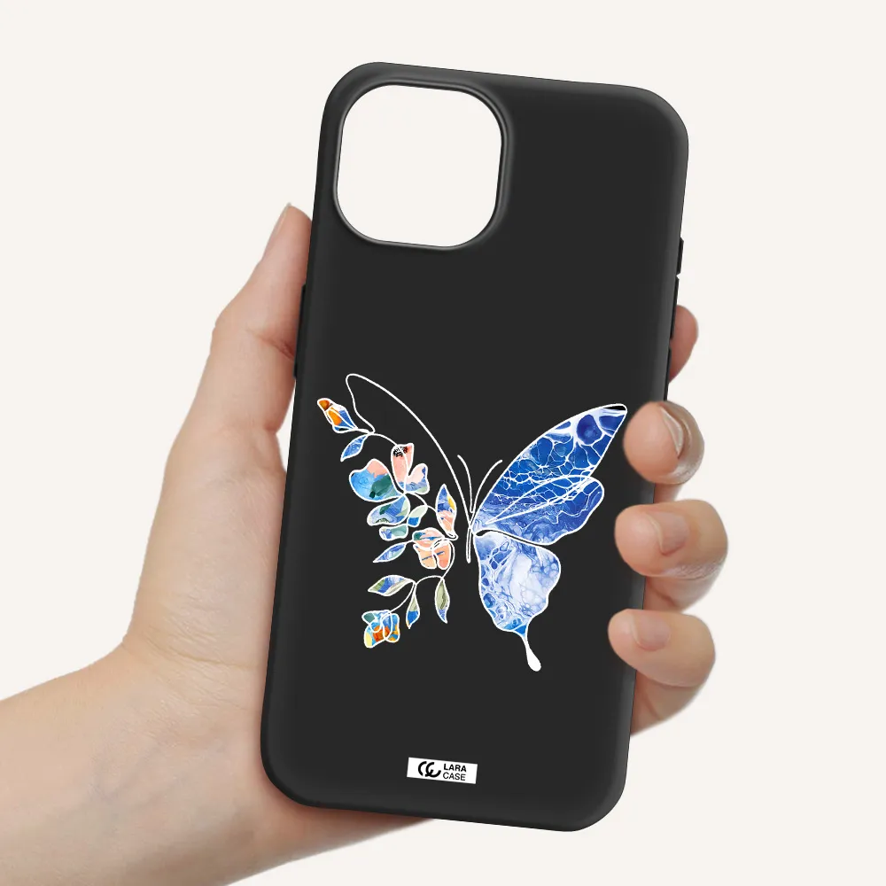 Line Butterfly Apple iPhone 15 Silicone black Case