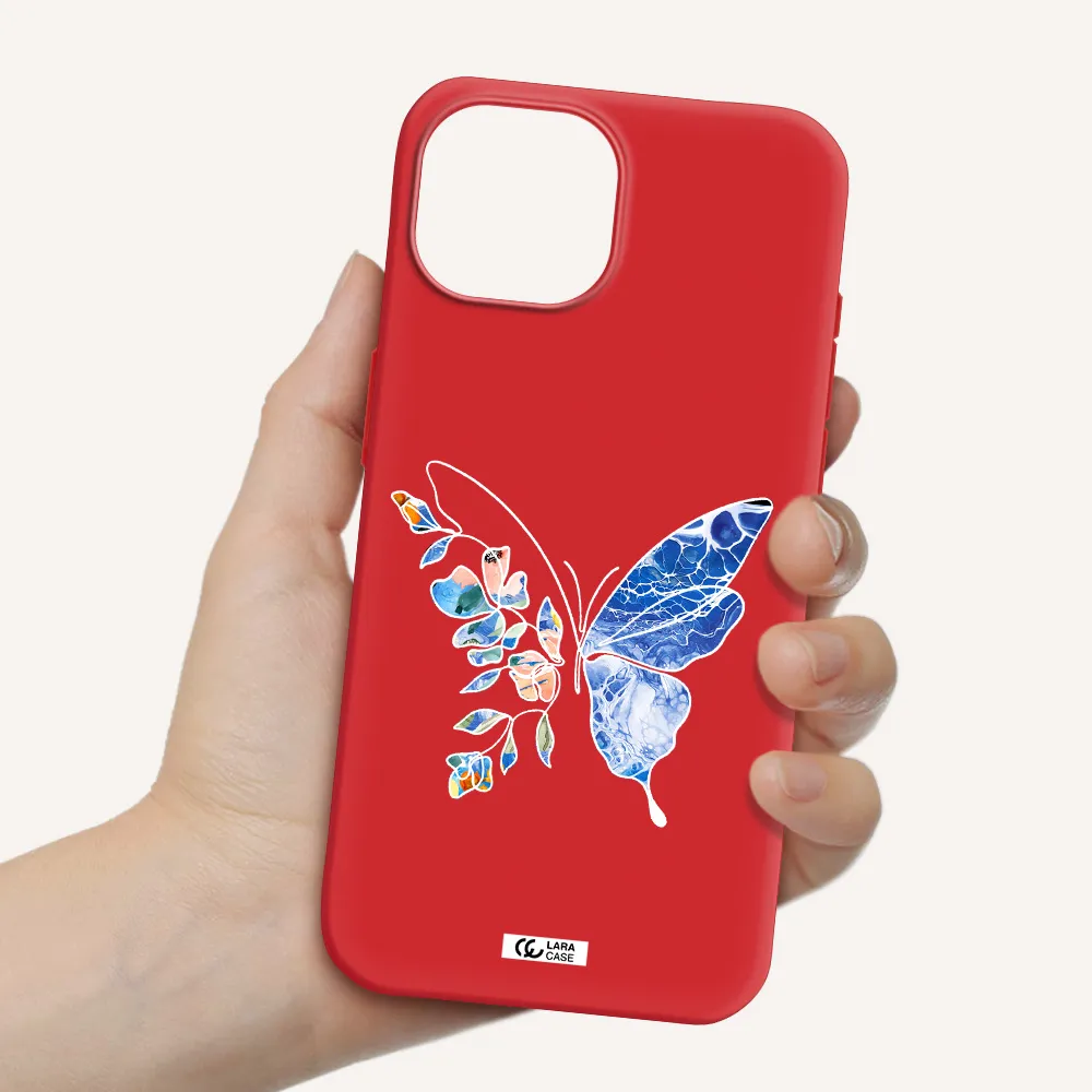 Line Butterfly Apple Iphone 15 Silicone Imperial Red Case