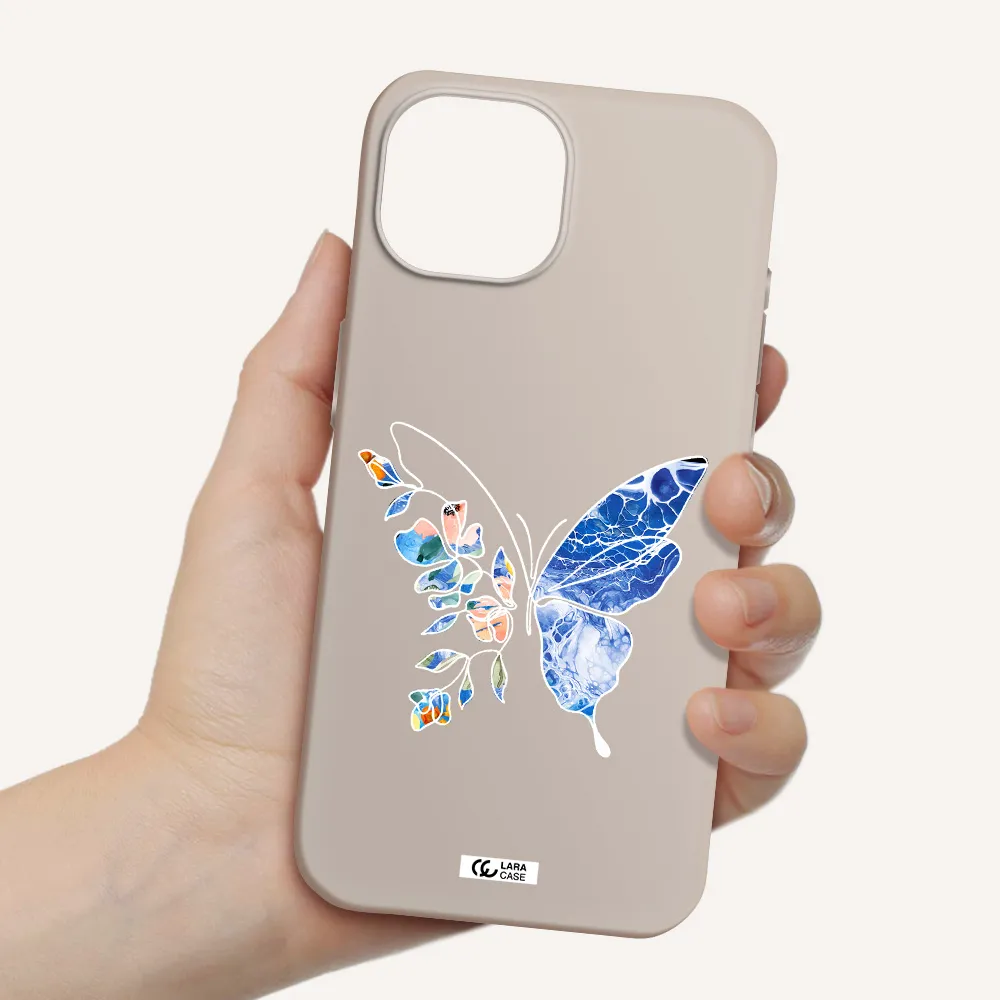 Line Butterfly Apple iPhone 15 Silicone Stone Case