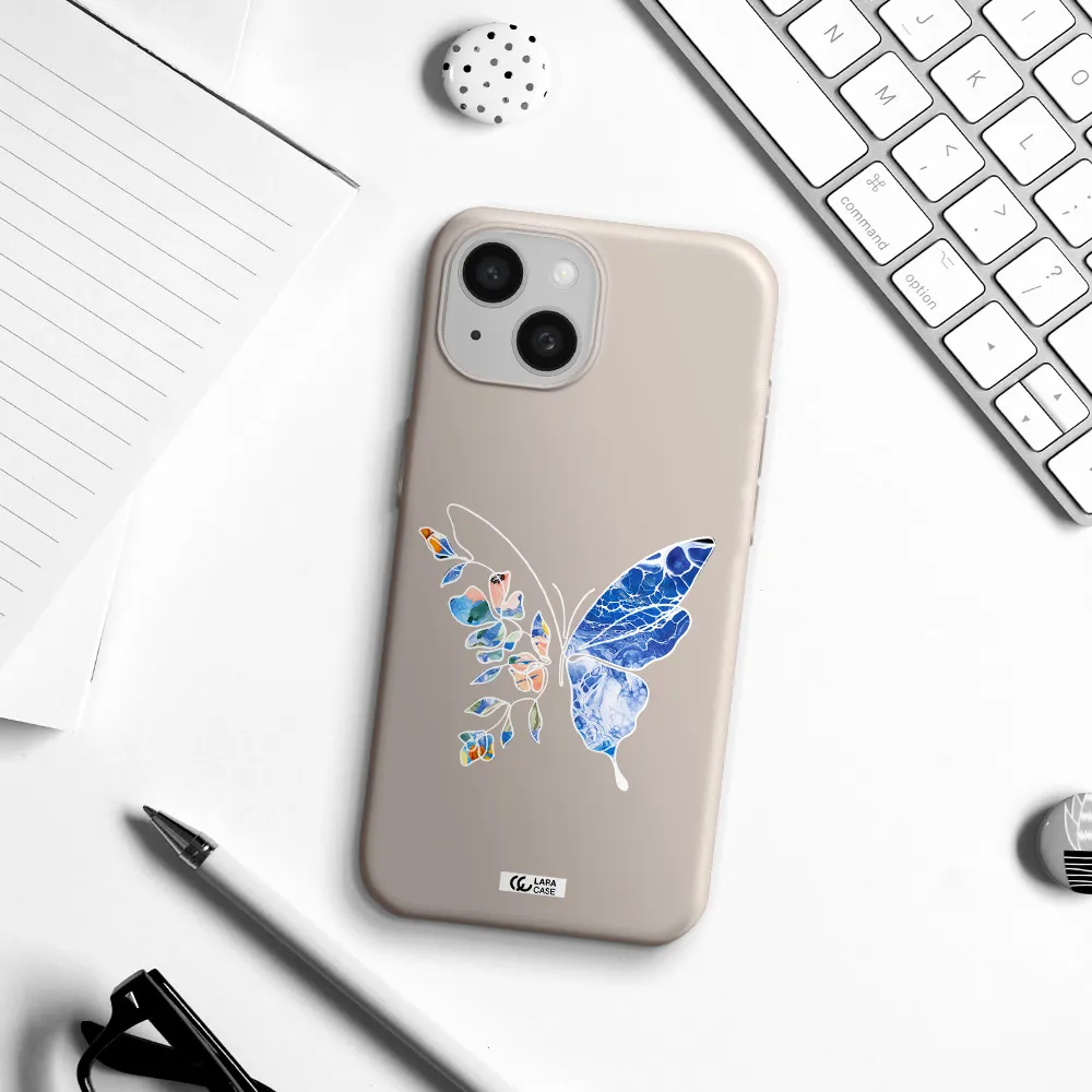 Line Butterfly Apple iPhone 15 Silicone Stone Case