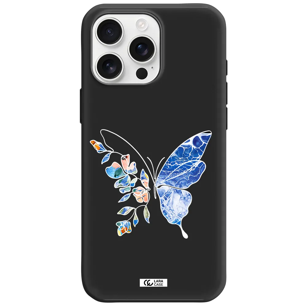 Line Butterfly Apple Iphone 16 Pro Max Silicone Black Case