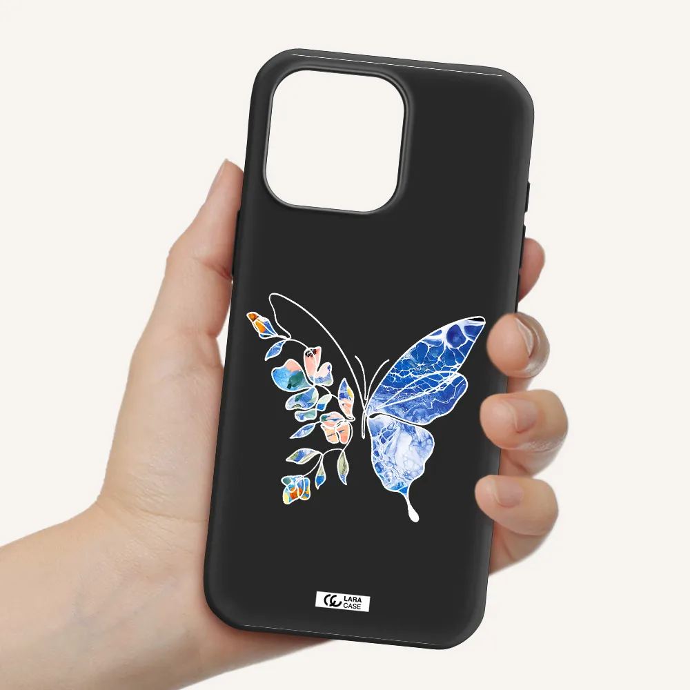 Line Butterfly Apple Iphone 16 Pro Max Silicone Black Case