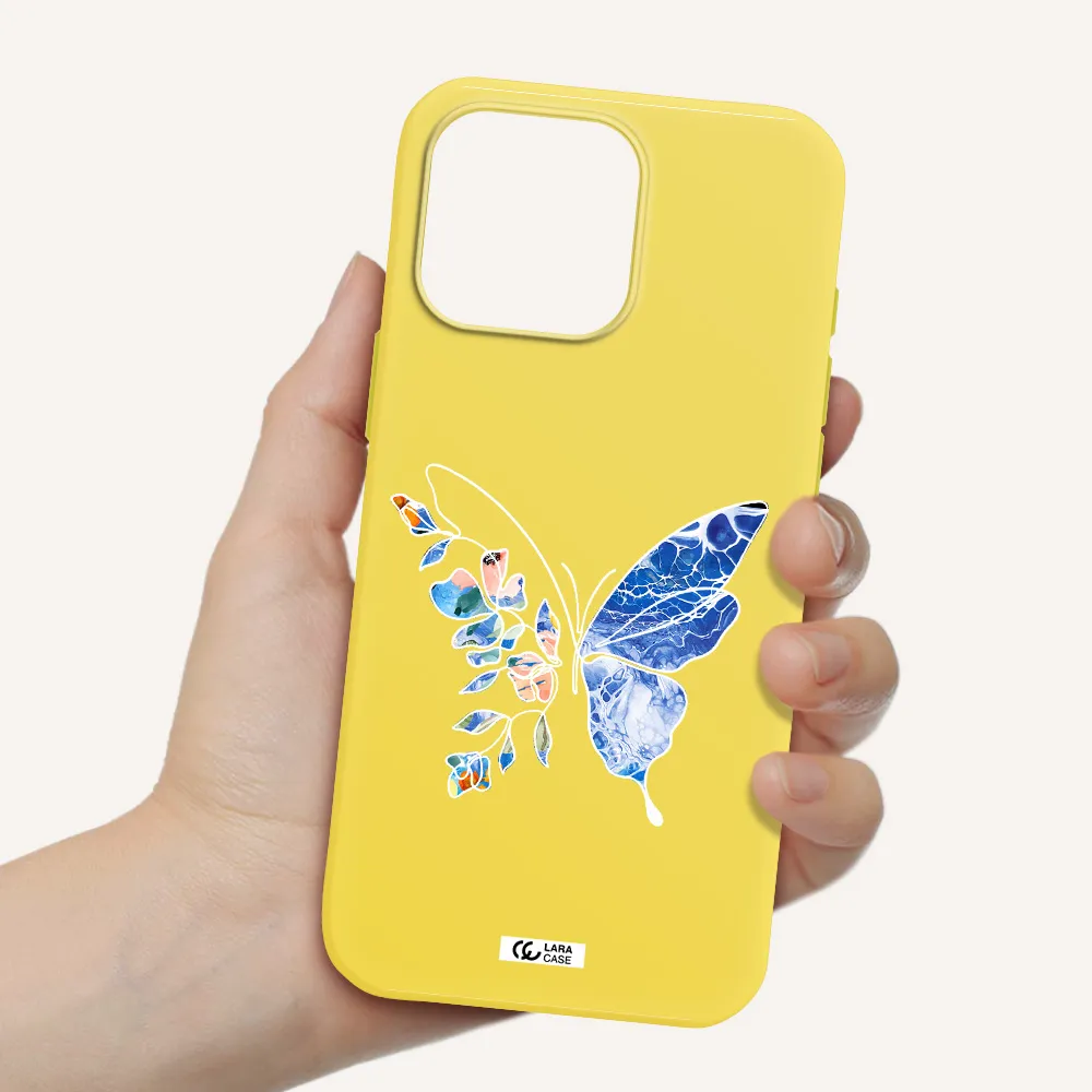 Line Butterfly Apple Iphone 16 Pro Max Silicone Canary Yellow Case
