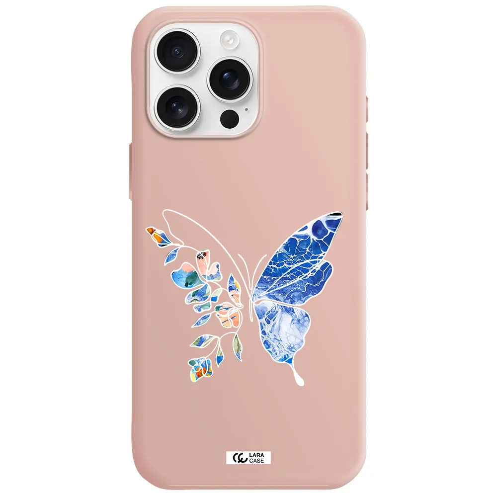 Line Butterfly Apple Iphone 16 Pro Max Silicone Pastel Pink Case