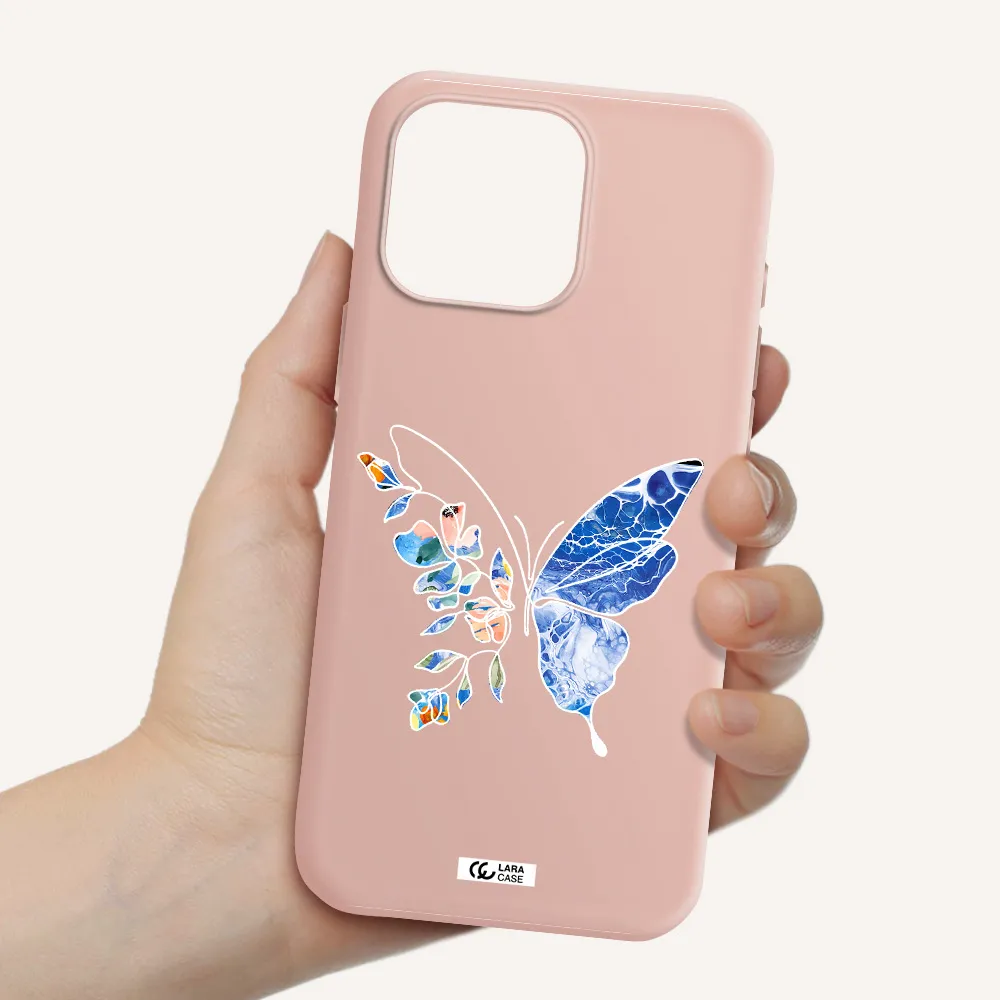 Line Butterfly Apple Iphone 16 Pro Max Silicone Pastel Pink Case