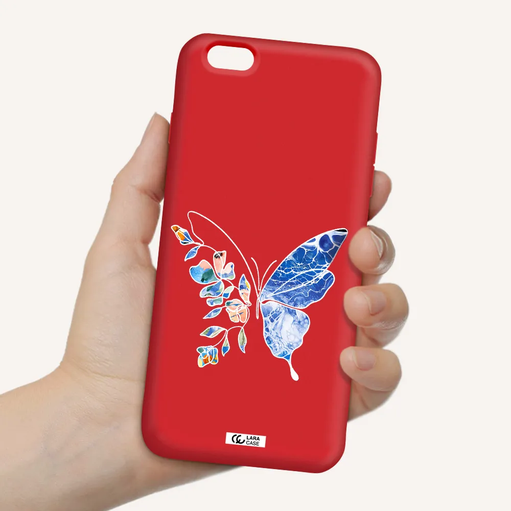 Line Butterfly Apple iPhone 6 plus Silicone Imperial Red Case