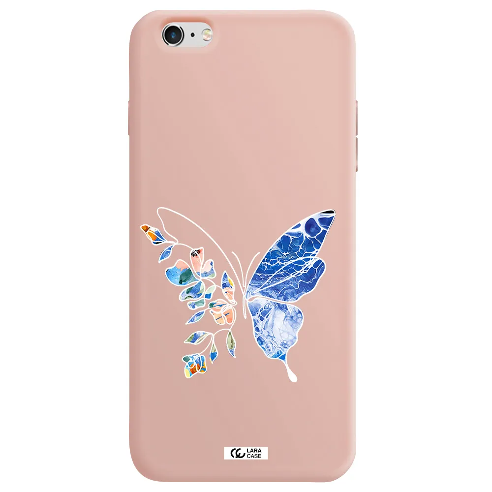 Line Butterfly Apple iPhone 6 plus Silicone pastel pink Case
