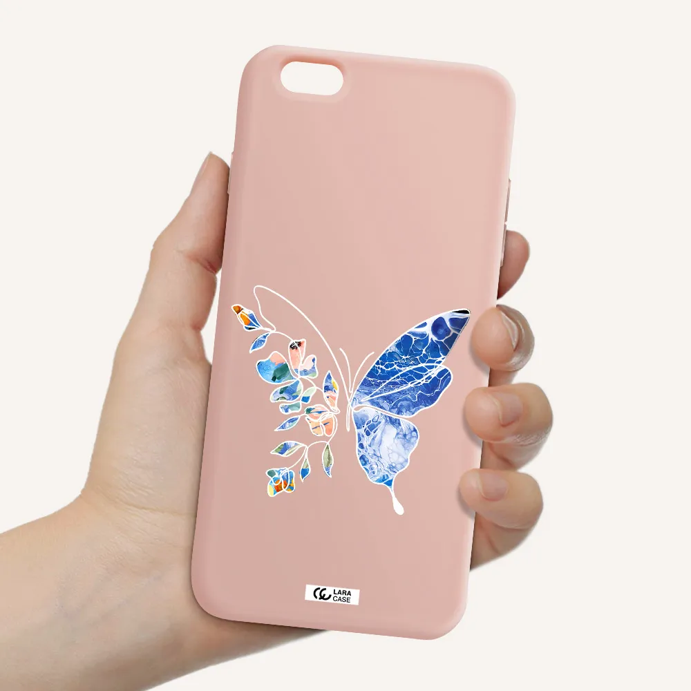 Line Butterfly Apple iPhone 6 plus Silicone pastel pink Case