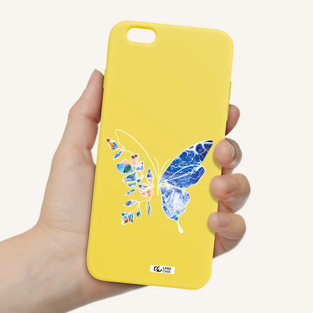 Line Butterfly Apple iPhone 6 s plus Silicone canary yellow Case