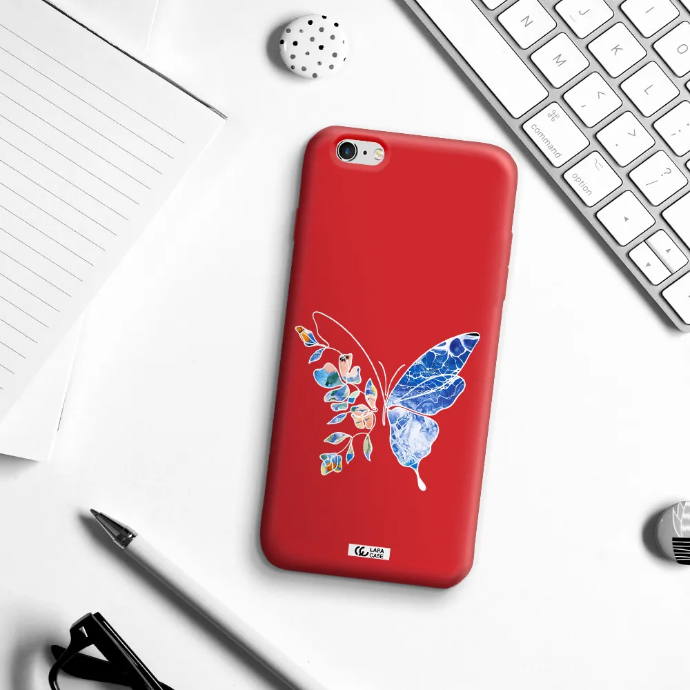 Line Butterfly Apple iPhone 6 s plus Silicone Imperial Red Case