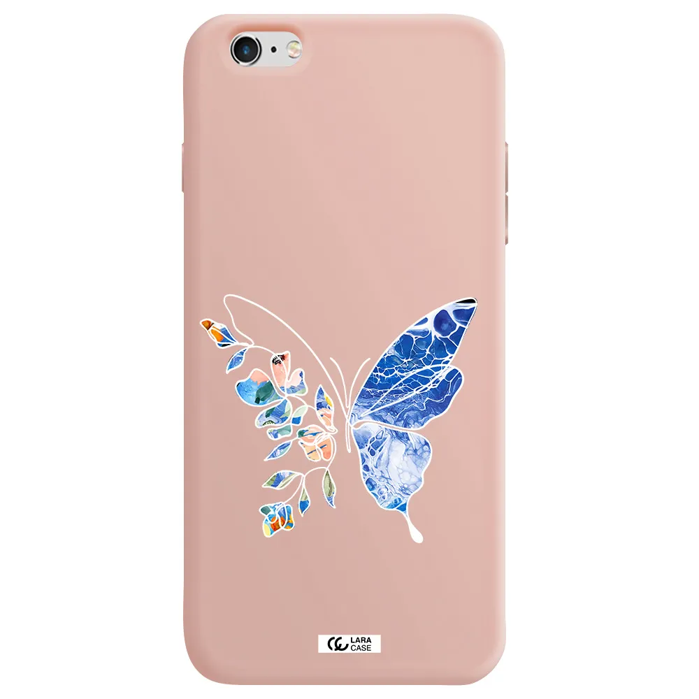 Line Butterfly Apple iPhone 6 s plus Silicone pastel pink Case