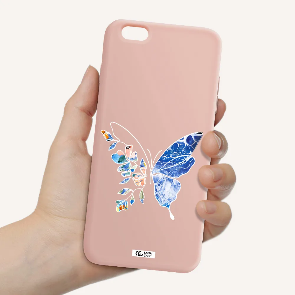 Line Butterfly Apple iPhone 6 s plus Silicone pastel pink Case