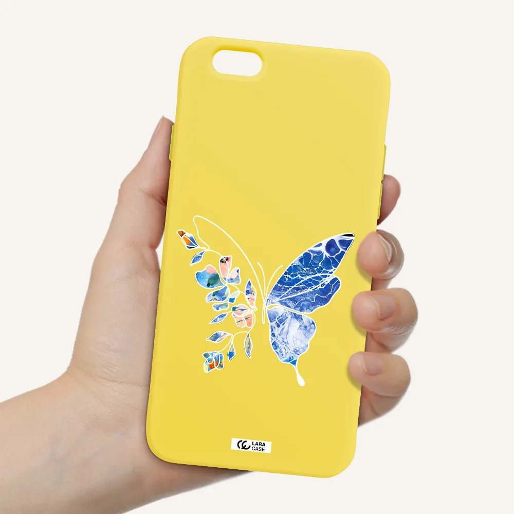 Line Butterfly Apple iPhone 6 Silicone canary yellow Case