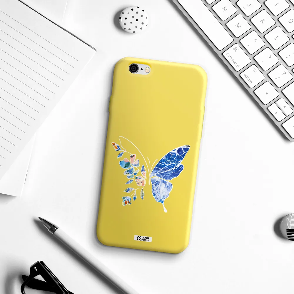Line Butterfly Apple iPhone 6 Silicone canary yellow Case