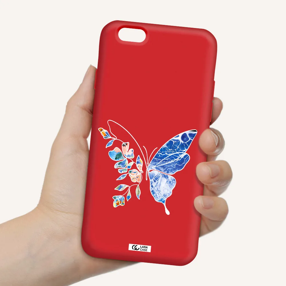 Line Butterfly Apple iPhone 6 Silicone Imperial Red Case
