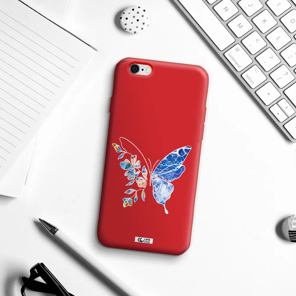 Line Butterfly Apple iPhone 6 Silicone Imperial Red Case