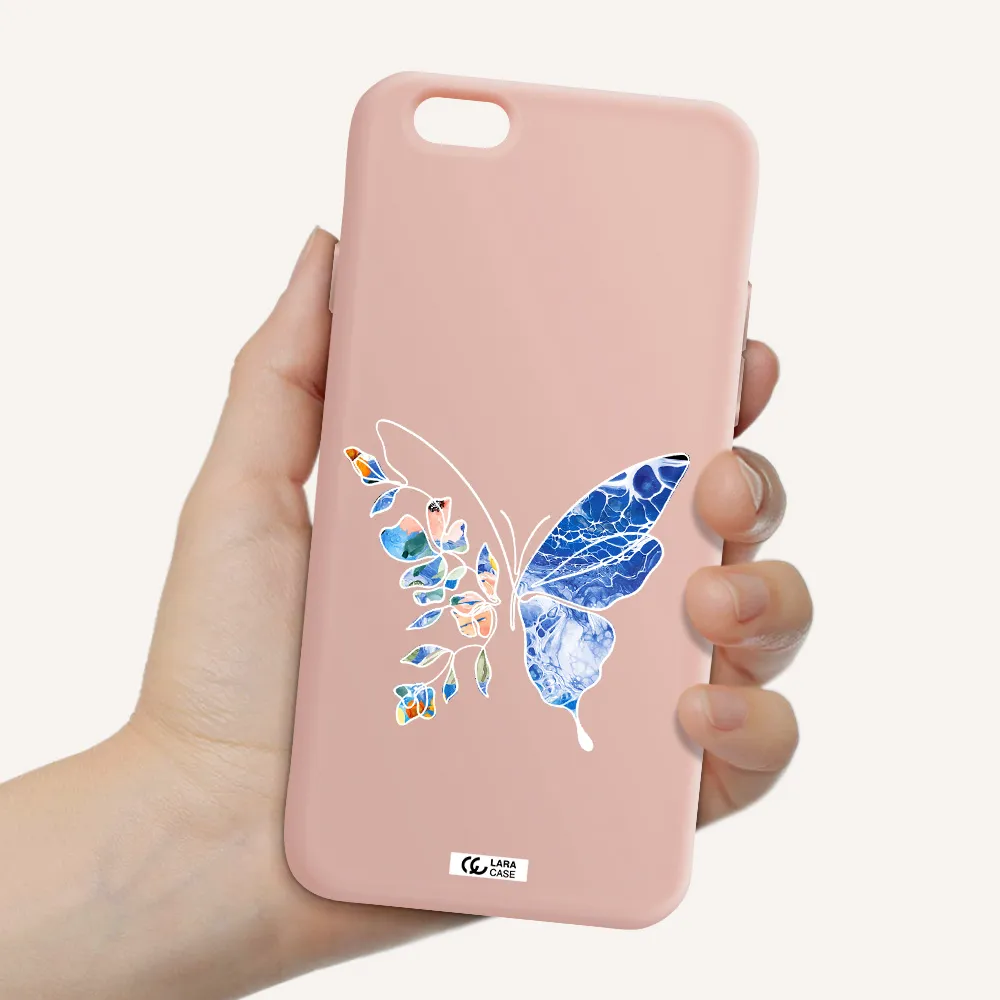 Line Butterfly Apple iPhone 6 Silicone pastel pink Case