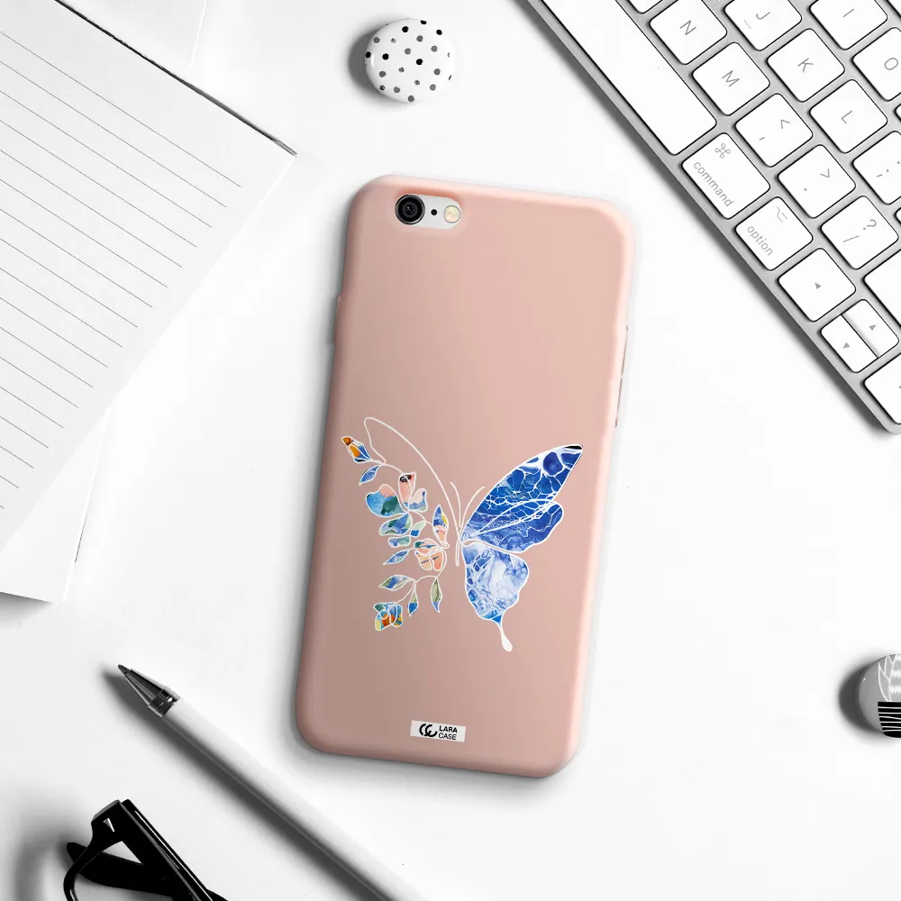 Line Butterfly Apple iPhone 6 Silicone pastel pink Case
