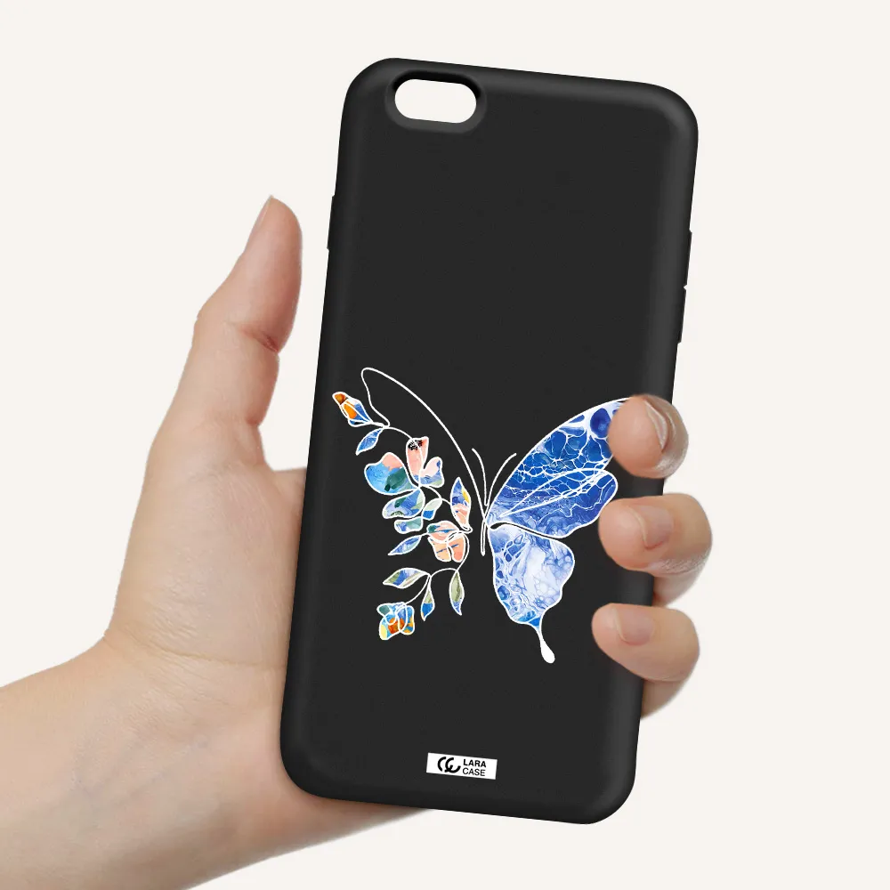 Line Butterfly Apple iPhone 6S Silicone black Case