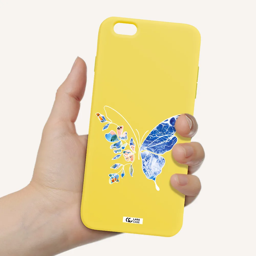 Line Butterfly Apple iPhone 6S Silicone canary yellow Case