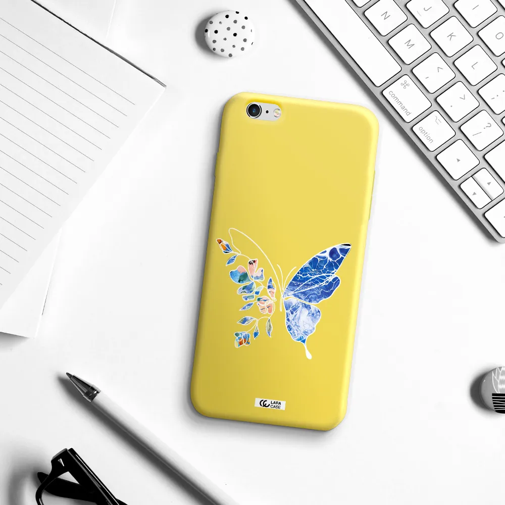 Line Butterfly Apple iPhone 6S Silicone canary yellow Case