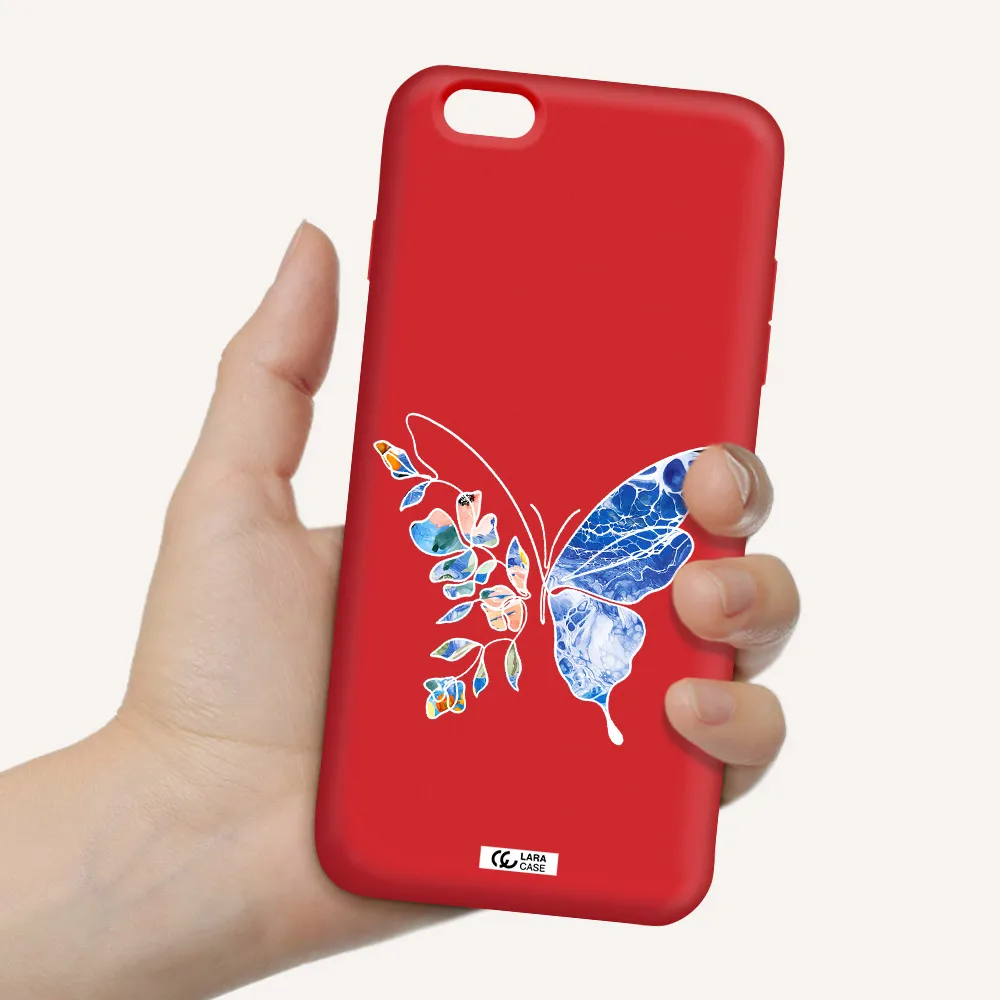 Line Butterfly Apple iPhone 6S Silicone Imperial Red Case