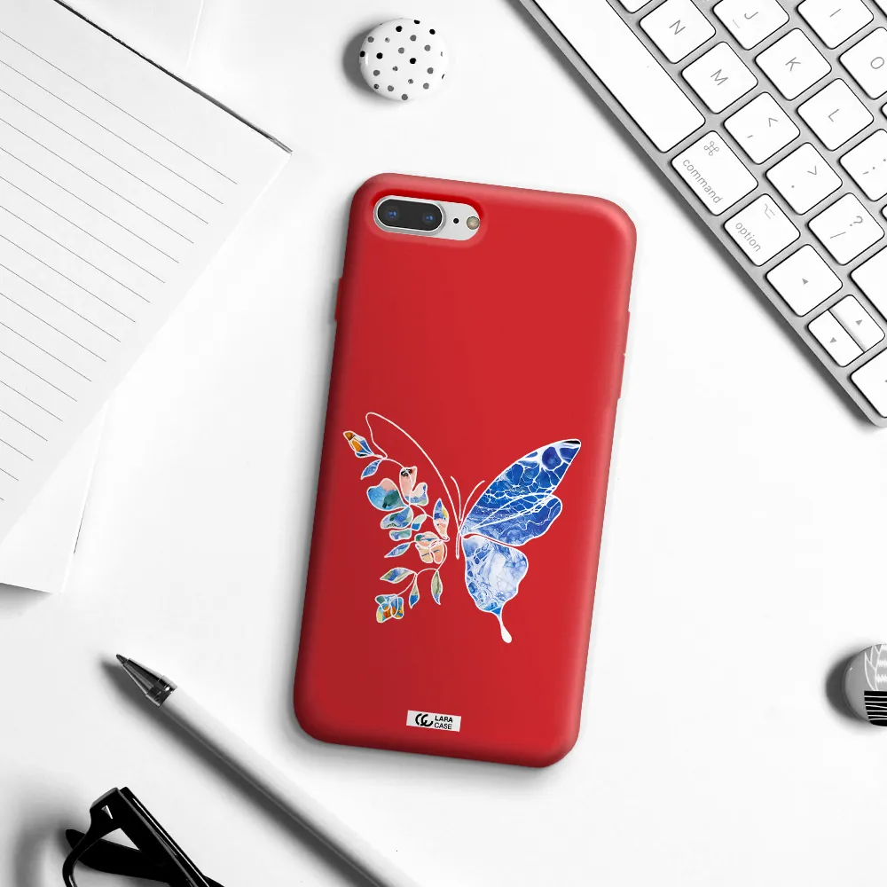 Line Butterfly Apple iPhone 7 plus Silicone Imperial Red Case