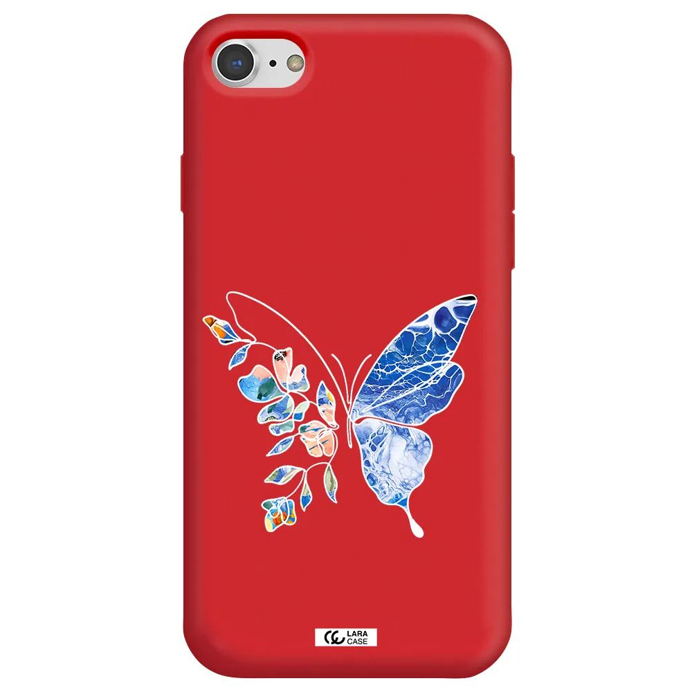 Line Butterfly Apple iPhone 7 Silicone Imperial Red Case