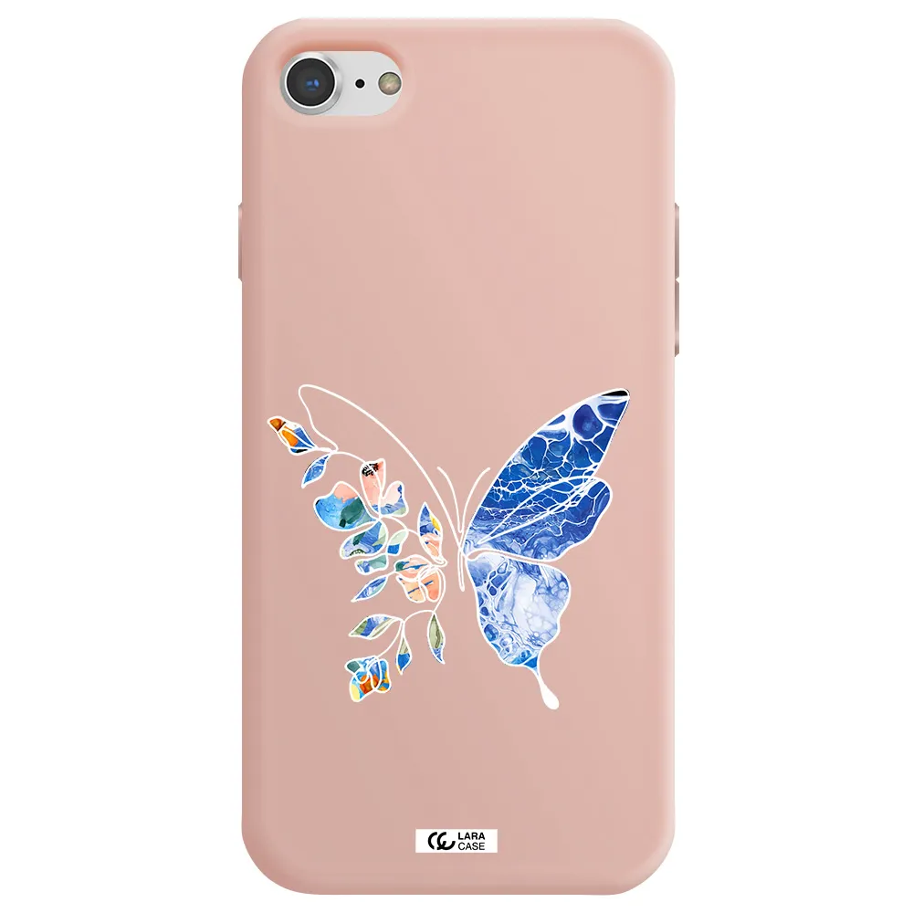Line Butterfly Apple iPhone 7 Silicone pastel pink Case