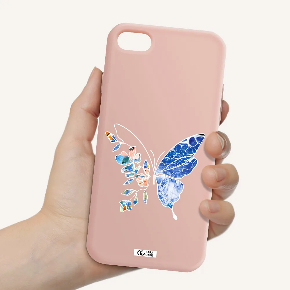Line Butterfly Apple iPhone 7 Silicone pastel pink Case