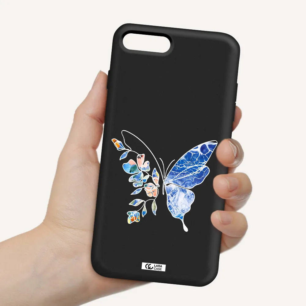 Line Butterfly Apple iPhone 8 plus Silicone black Case